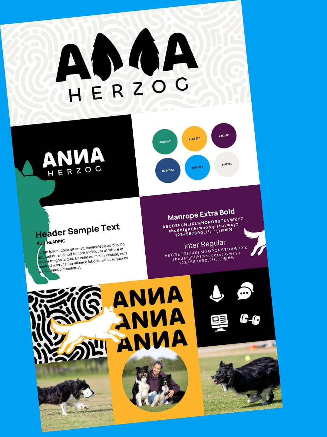 Anna Herzog brand board A logo with the text "By Your Side" in large elegant lettering, with the subtitle "DOG TRAINING COACH" in a smaller font on a golden banner below.