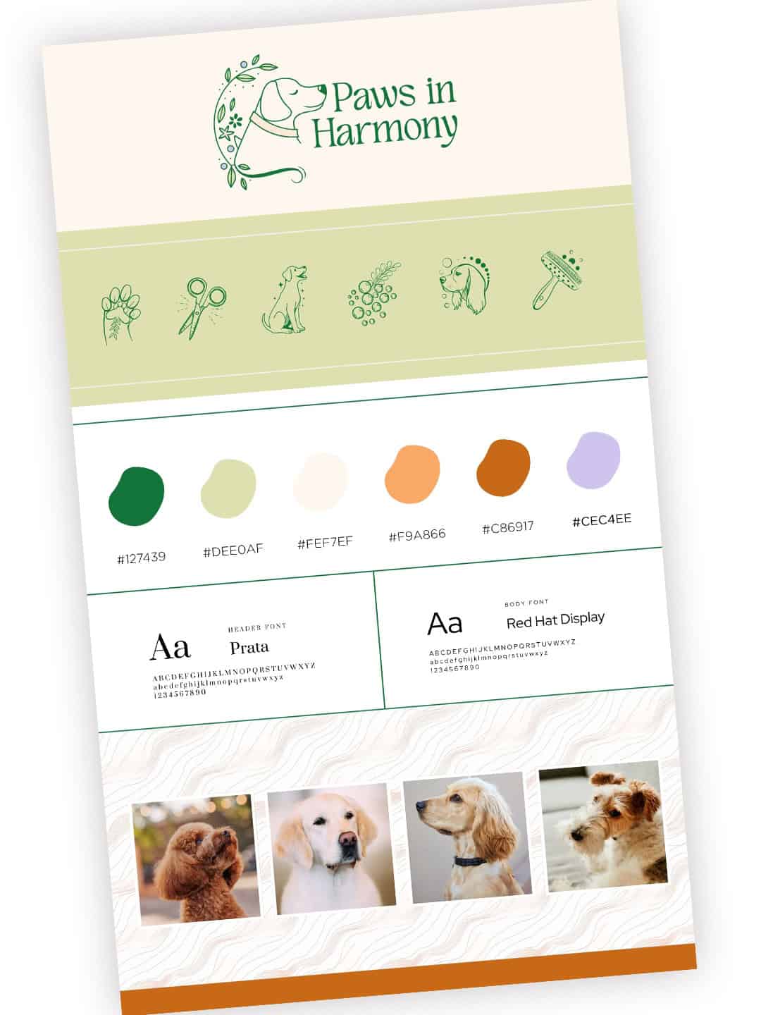 Brand board for Holistic Dog Groomer Brand board for Holistic Dog Groomer