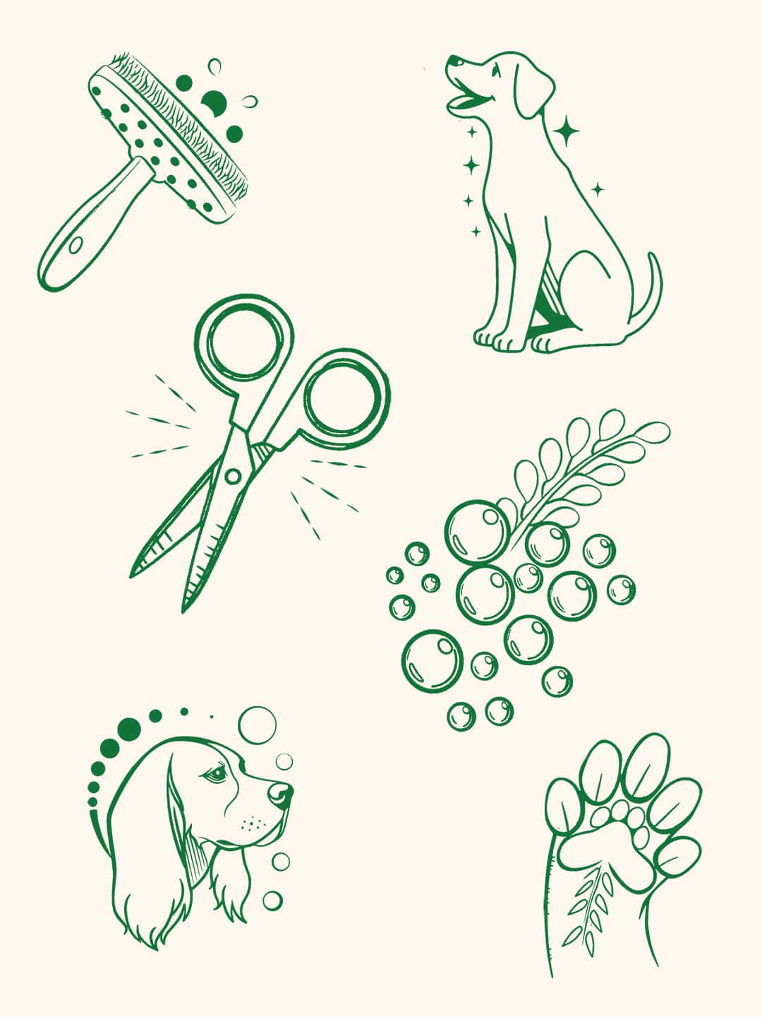 Illustrations for dog grooming brand