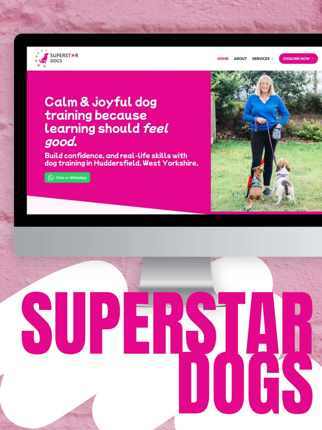 pink dog trainer website design