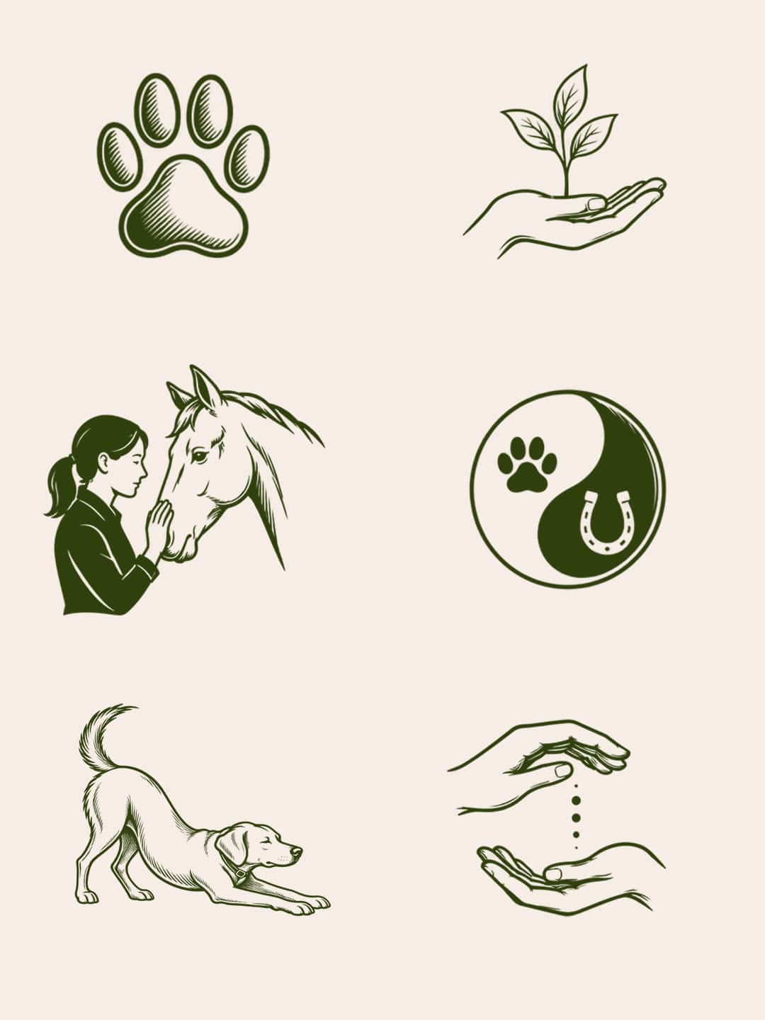 Brand illustrations for canine and equine pet business
