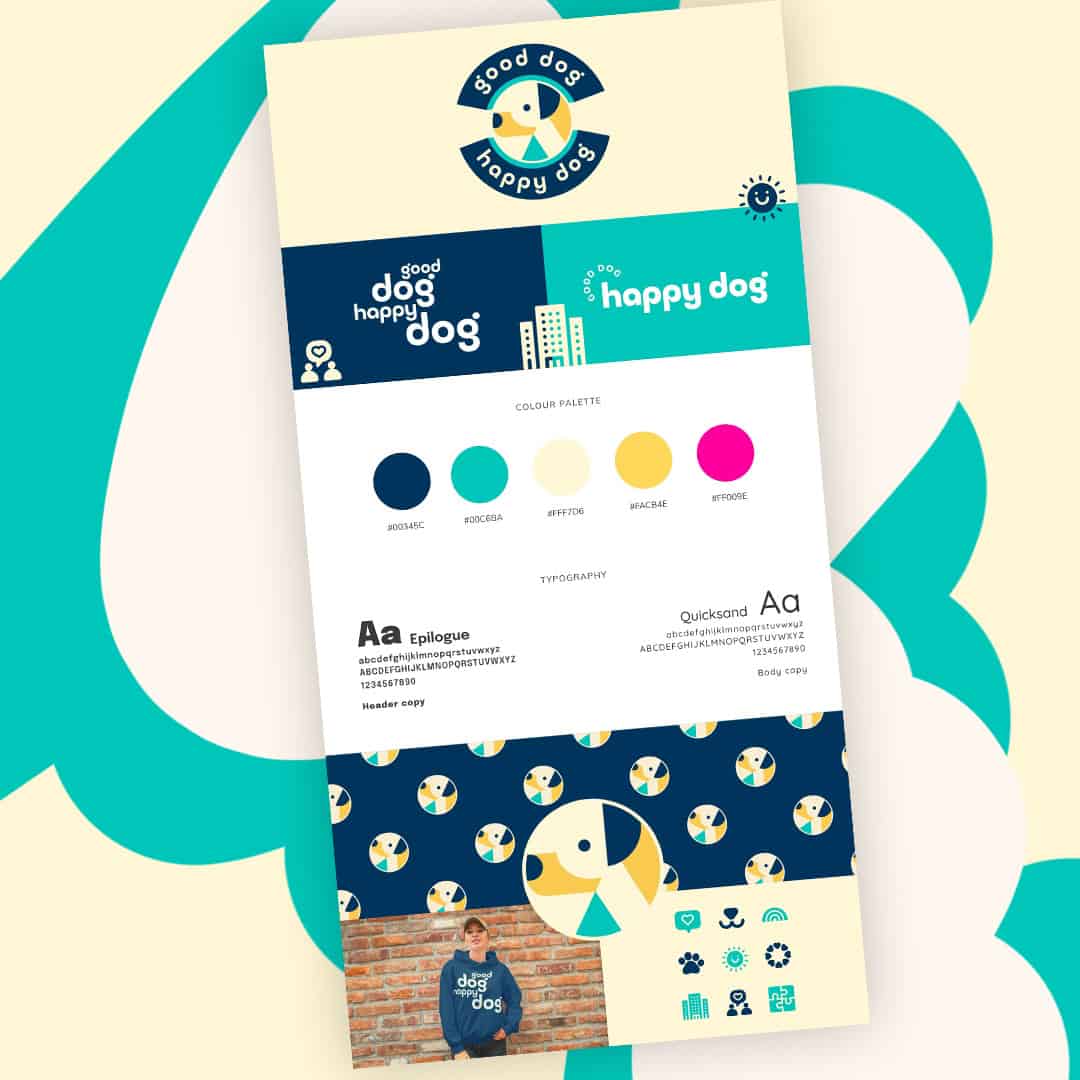 A grid of six squares each containing a different color and inspirational phrase with their corresponding hex codes.