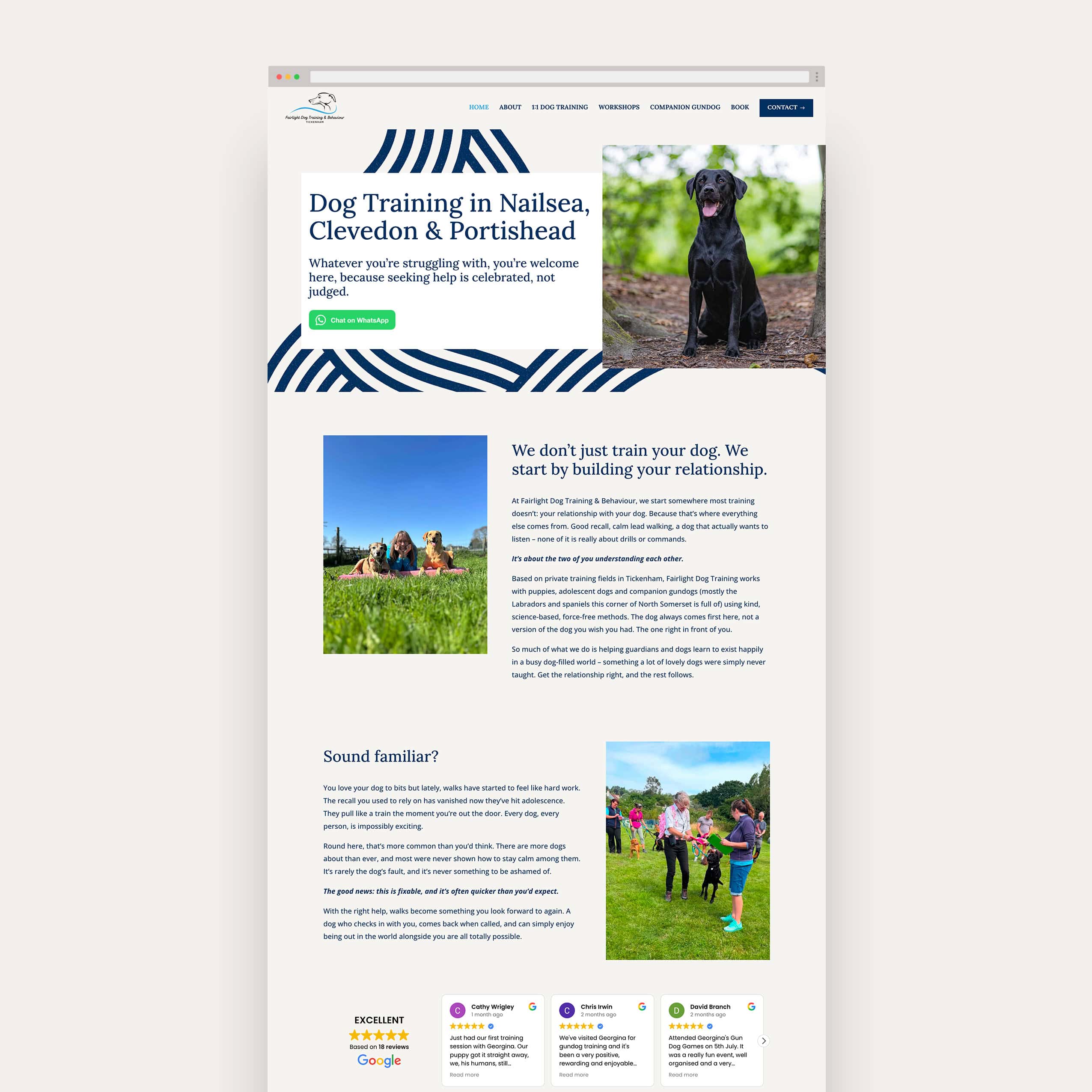 Fairlight Dog Training website design https://www.facebook.com/WUFDesign/reviews