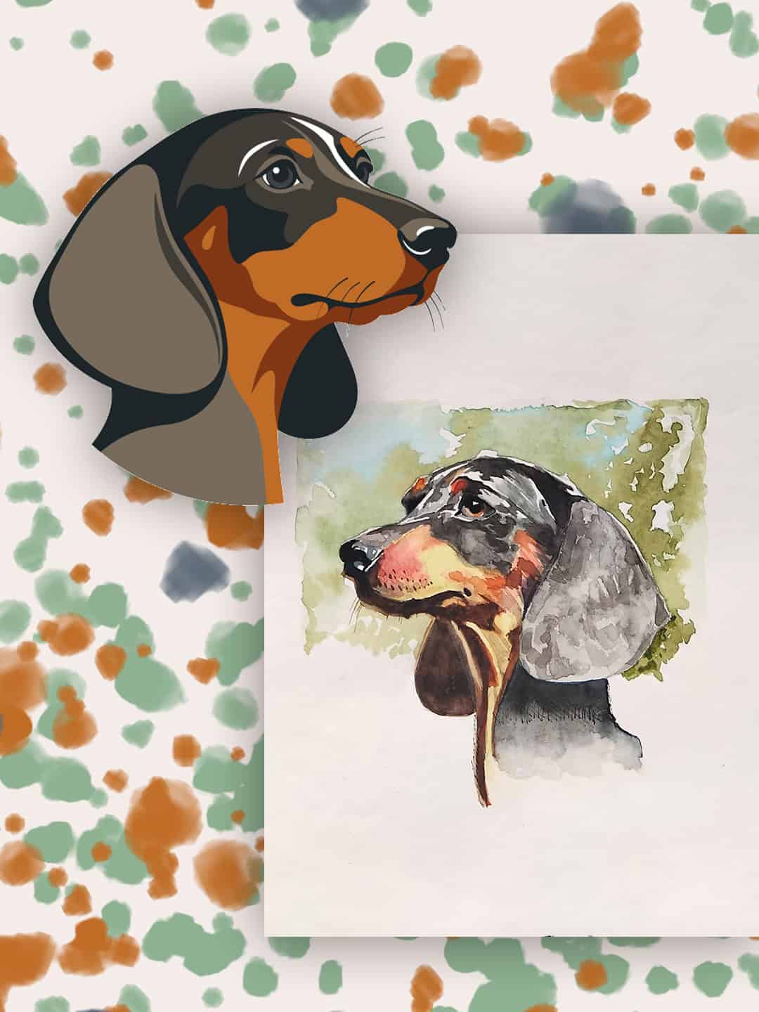 Dog portrait artist illustration
