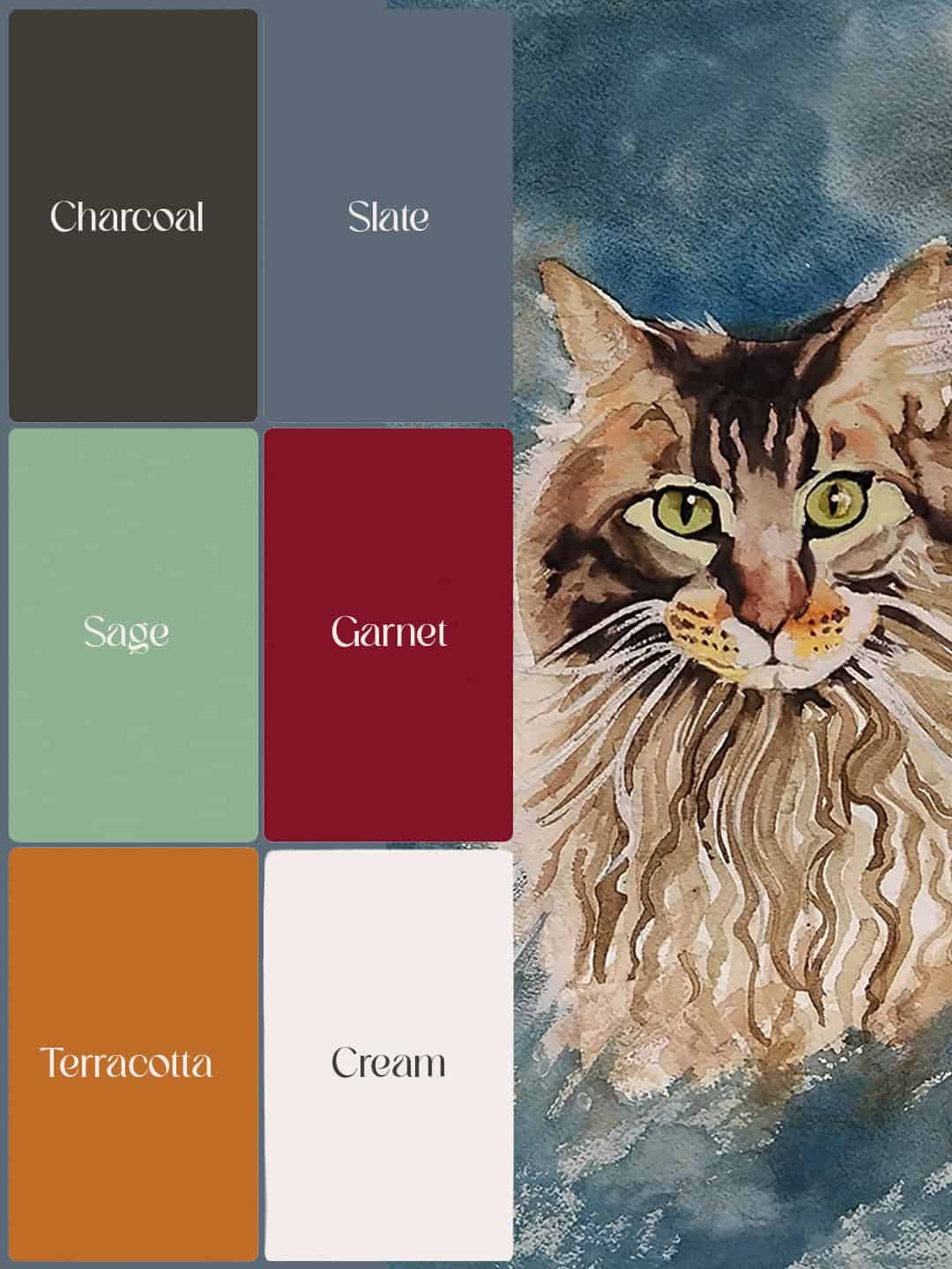 Pet portrait artist brand colour palette