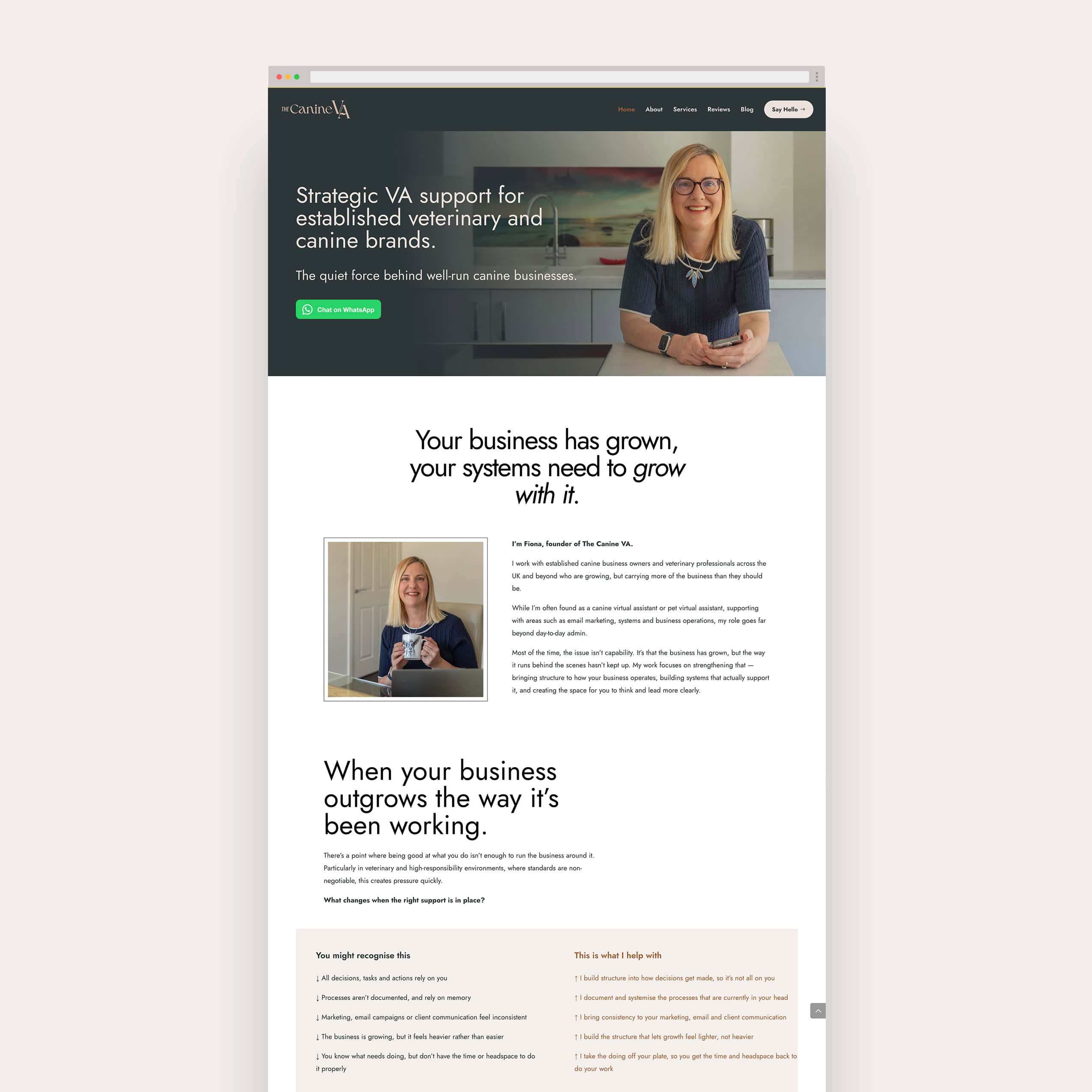 The Canine VA web design The Creative Canine Dog Trainer website design
